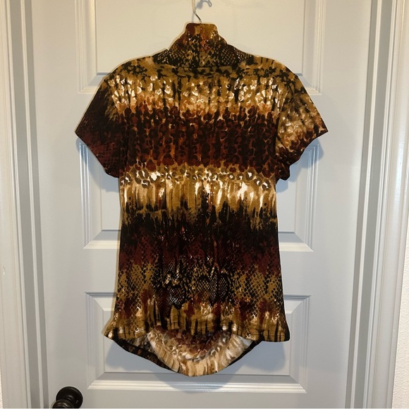 Mix & Co Brown Knit Layered Look Short Sleeve Blouse 1X - Picture 6 of 8